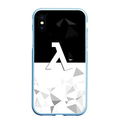 Чехол iPhone XS Max матовый Half life pattern geometry, цвет: 3D-голубой