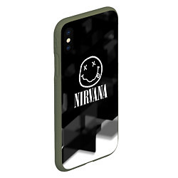 Чехол iPhone XS Max матовый Nirvana текстура рок, цвет: 3D-темно-зеленый — фото 2