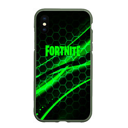 Чехол iPhone XS Max матовый Fortnite epic броня зелёная