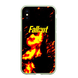 Чехол iPhone XS Max матовый Fallout огнненое лого