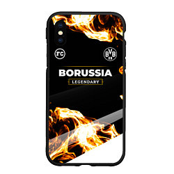 Чехол iPhone XS Max матовый Borussia legendary sport fire, цвет: 3D-черный