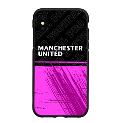 Чехол iPhone XS Max матовый Manchester United pro football посередине, цвет: 3D-черный