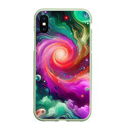 Чехол iPhone XS Max матовый Космическая неоновая фантазия - нейросеть
