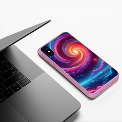 Чехол iPhone XS Max матовый Яркая неоновая галактика - нейросеть, цвет: 3D-розовый — фото 2