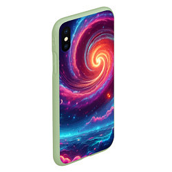 Чехол iPhone XS Max матовый Яркая неоновая галактика - нейросеть, цвет: 3D-салатовый — фото 2