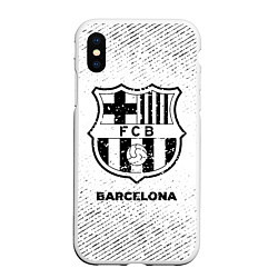 Чехол iPhone XS Max матовый Barcelona с потертостями на светлом фоне, цвет: 3D-белый