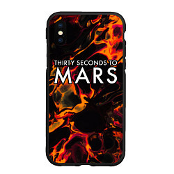 Чехол iPhone XS Max матовый Thirty Seconds to Mars red lava, цвет: 3D-черный
