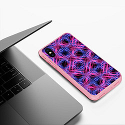 Чехол iPhone XS Max матовый Розово-фиолетовые светящиеся переплетения, цвет: 3D-баблгам — фото 2