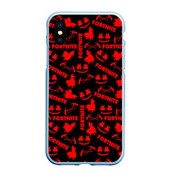 Чехол iPhone XS Max матовый Fortnite pattern logo marshmello