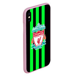 Чехол iPhone XS Max матовый Liverpool line green, цвет: 3D-розовый — фото 2