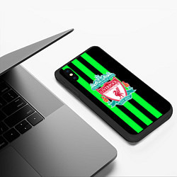 Чехол iPhone XS Max матовый Liverpool line green, цвет: 3D-черный — фото 2