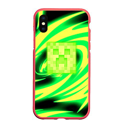 Чехол iPhone XS Max матовый Minecraft кислотный стиль, цвет: 3D-красный