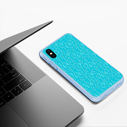 Чехол iPhone XS Max матовый Паттерн лазурный голубой, цвет: 3D-голубой — фото 2