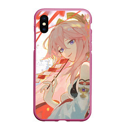 Чехол iPhone XS Max матовый Genshin Impact Яэ Miko smile kitsune