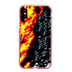 Чехол iPhone XS Max матовый Текстура огня и воды