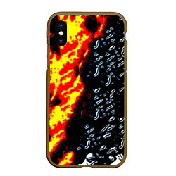 Чехол iPhone XS Max матовый Текстура огня и воды, цвет: 3D-коричневый