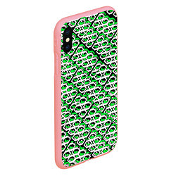 Чехол iPhone XS Max матовый Зелёно-белый узор на чёрном фоне, цвет: 3D-баблгам — фото 2
