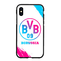 Чехол iPhone XS Max матовый Borussia neon gradient style, цвет: 3D-черный