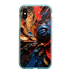 Чехол iPhone XS Max матовый Красные красочные брызги, цвет: 3D-мятный