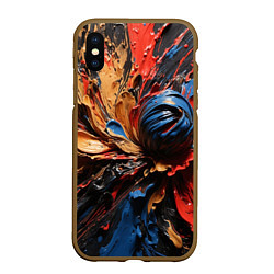 Чехол iPhone XS Max матовый Красные красочные брызги, цвет: 3D-коричневый
