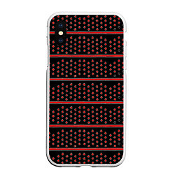 Чехол iPhone XS Max матовый Красные круги и полосы, цвет: 3D-белый