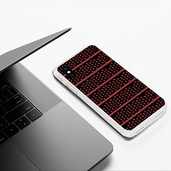 Чехол iPhone XS Max матовый Красные круги и полосы, цвет: 3D-белый — фото 2