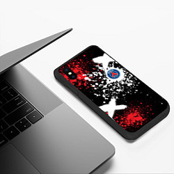 Чехол iPhone XS Max матовый Пари Сен-Жермен на фоне граффити и брызг красок, цвет: 3D-черный — фото 2