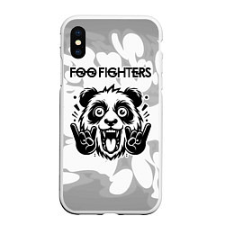 Чехол iPhone XS Max матовый Foo Fighters рок панда на светлом фоне, цвет: 3D-белый