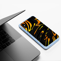 Чехол iPhone XS Max матовый Porsche - Желтые разводы, цвет: 3D-голубой — фото 2