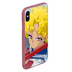 Чехол iPhone XS Max матовый Sailor Moon Усаги Цукино грустит, цвет: 3D-малиновый — фото 2