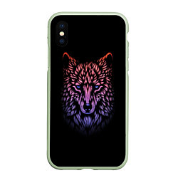 Чехол iPhone XS Max матовый Realistic gradient wolf, цвет: 3D-салатовый