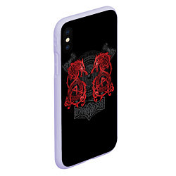 Чехол iPhone XS Max матовый Кельтский узор с волком и топорами, цвет: 3D-светло-сиреневый — фото 2