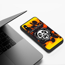 Чехол iPhone XS Max матовый Children of Bodom рок панда и огонь, цвет: 3D-черный — фото 2