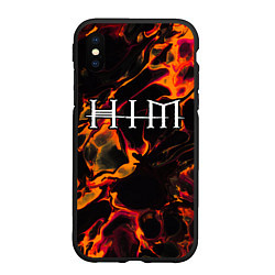 Чехол iPhone XS Max матовый HIM red lava, цвет: 3D-черный