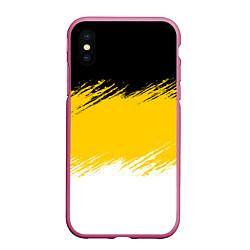 Чехол iPhone XS Max матовый Имперский флаг России штриховка, цвет: 3D-малиновый