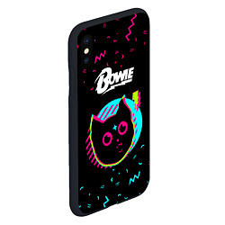 Чехол iPhone XS Max матовый David Bowie - rock star cat, цвет: 3D-черный — фото 2