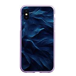 Чехол iPhone XS Max матовый Синие глубокие абстрактные волны, цвет: 3D-сиреневый