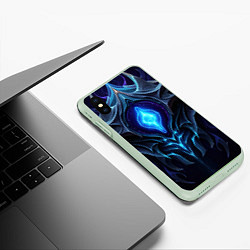 Чехол iPhone XS Max матовый Магическая синяя абстракция, цвет: 3D-салатовый — фото 2