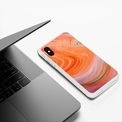 Чехол iPhone XS Max матовый Мраморный паттерн, цвет: 3D-белый — фото 2