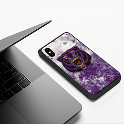 Чехол iPhone XS Max матовый Фиолетовый медведь голова, цвет: 3D-черный — фото 2