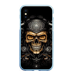 Чехол iPhone XS Max матовый Ретро череп мотоциклиста