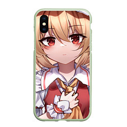 Чехол iPhone XS Max матовый Touhou Project Flandre милая улыбка, цвет: 3D-салатовый