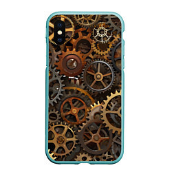 Чехол iPhone XS Max матовый Стимпанк ржавые шестеренки текстура