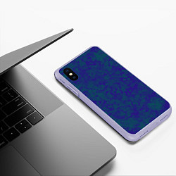 Чехол iPhone XS Max матовый Камуфляж синий с зелеными пятнами, цвет: 3D-светло-сиреневый — фото 2