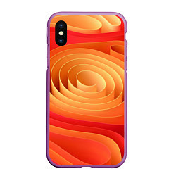 Чехол iPhone XS Max матовый Оранжевые объемные круги, цвет: 3D-фиолетовый