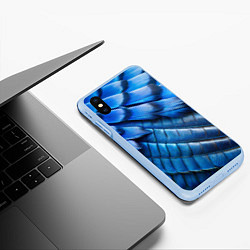 Чехол iPhone XS Max матовый Перья птицы сойка, цвет: 3D-голубой — фото 2