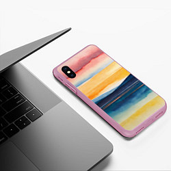 Чехол iPhone XS Max матовый Акварельный бриз, цвет: 3D-розовый — фото 2