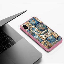 Чехол iPhone XS Max матовый Пэчворк из Египетских мотивов, цвет: 3D-малиновый — фото 2