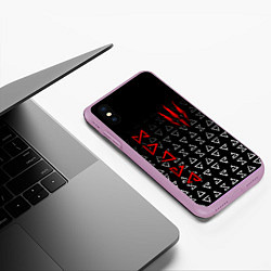 Чехол iPhone XS Max матовый Знаки начальной магии из The witcher, цвет: 3D-сиреневый — фото 2