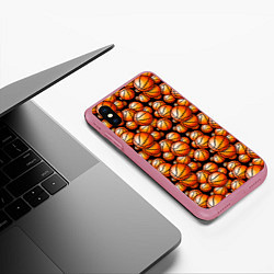 Чехол iPhone XS Max матовый Баскетбольные мячики, цвет: 3D-малиновый — фото 2